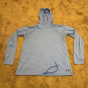 Under Armour Hoodie Mens Large Blue Loose Pullover Heatgear Athletic Long Sleeve